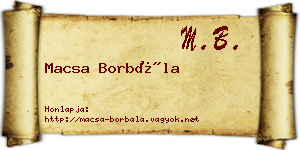 Macsa Borbála névjegykártya